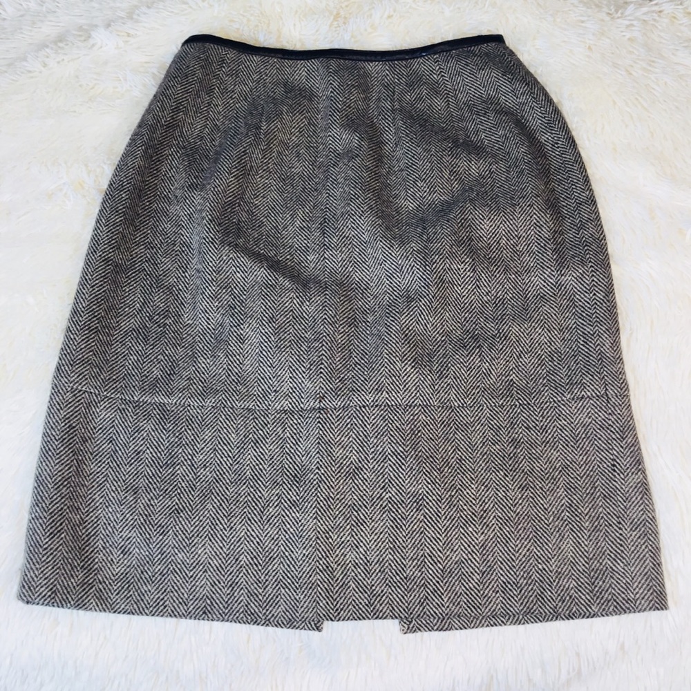 Harve Benard Brown Wool Herringbone A-Line Skirt 6